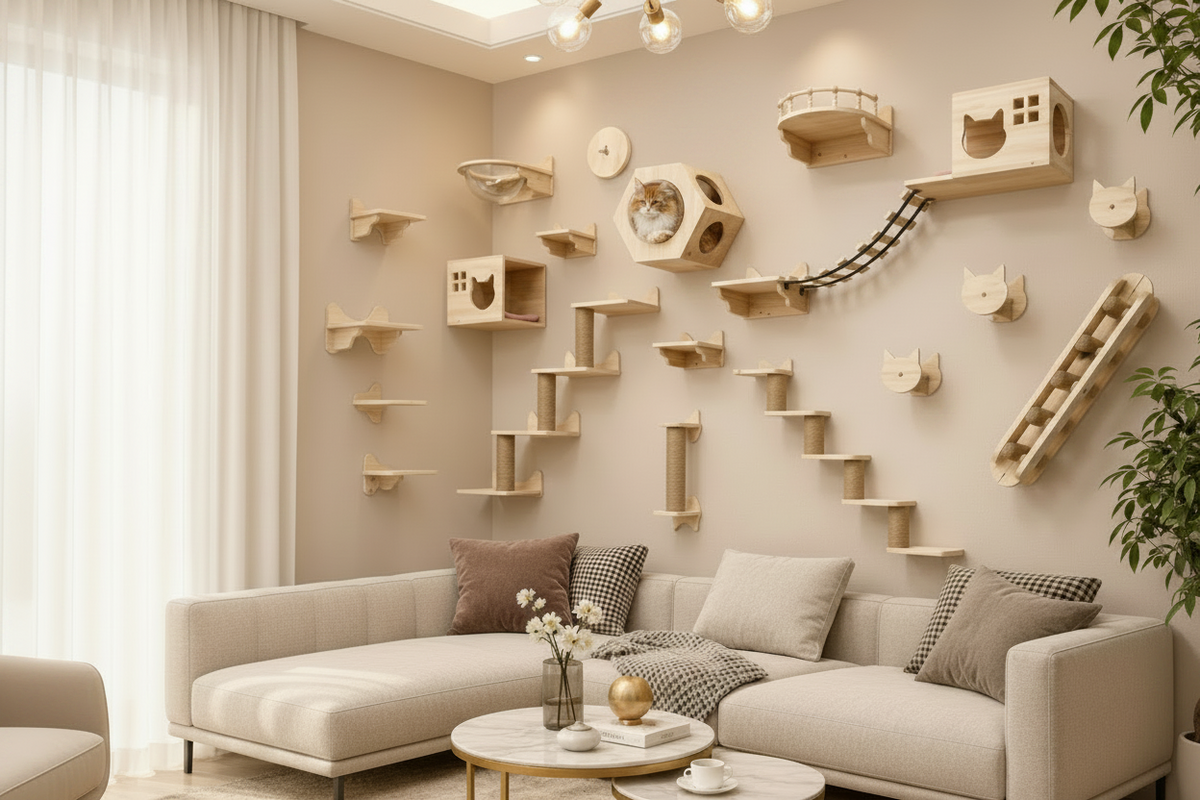 Luxcoren™ Premium Katzen-Kletterwand aus Massivholz