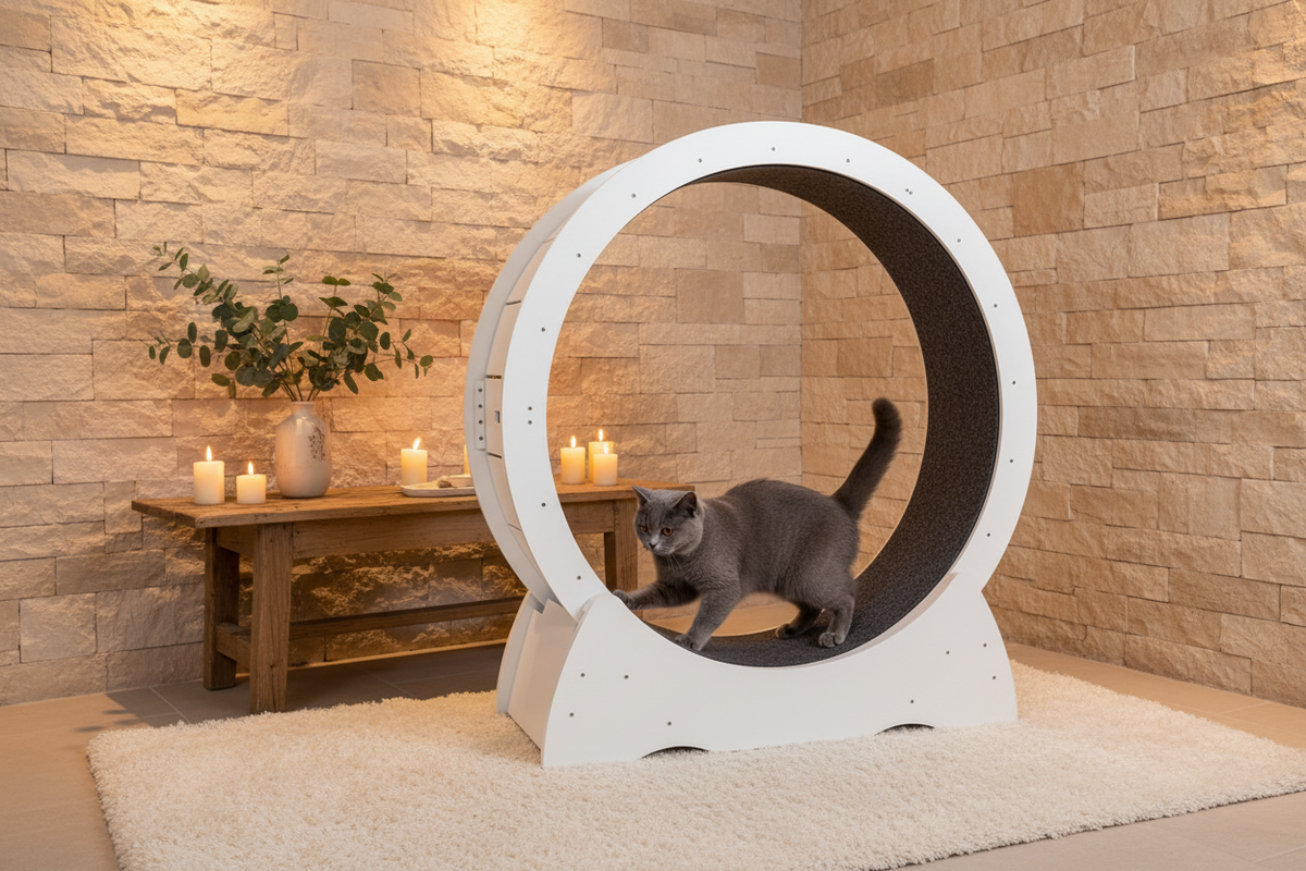 Premium Katzenlaufrad aus Holz – Leise & Stabil